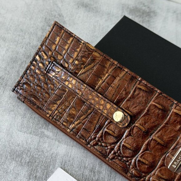 Brahmin Card Case Mystical Ombre Melbourne Wallet Croc-Embossed Leather Brown - Picture 13 of 14